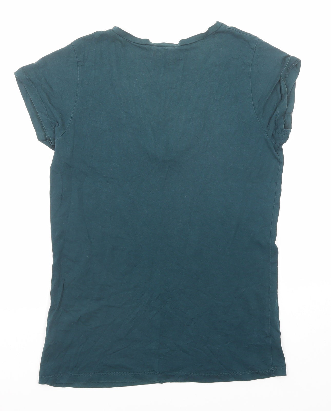 ASOS Womens Green Polyester Basic T-Shirt Size 12 V-Neck