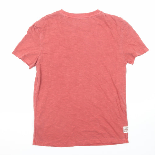 Marks and Spencer Boys Red Cotton Basic T-Shirt Size 12-13 Years Roll Neck Pullover