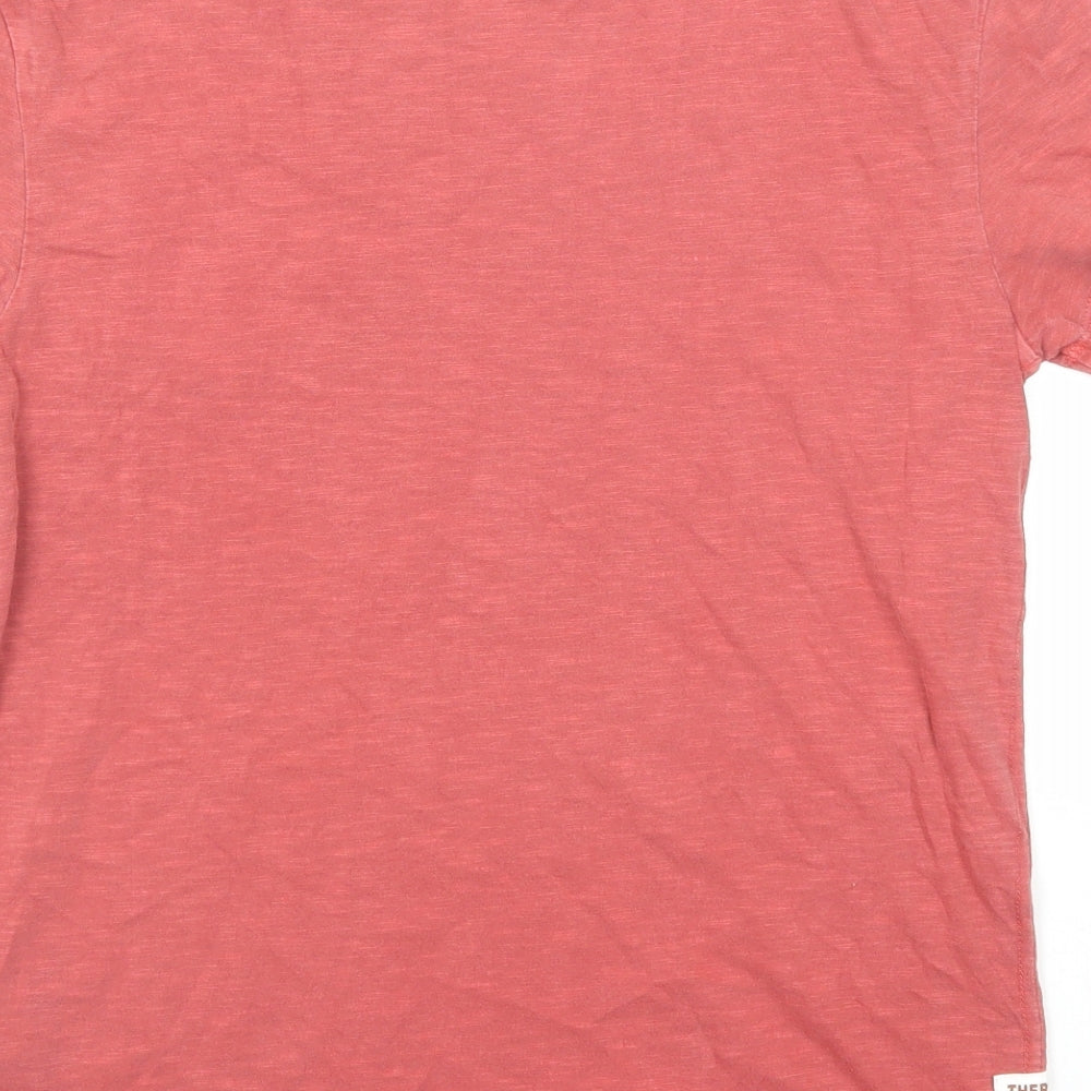 Marks and Spencer Boys Red Cotton Basic T-Shirt Size 12-13 Years Roll Neck Pullover