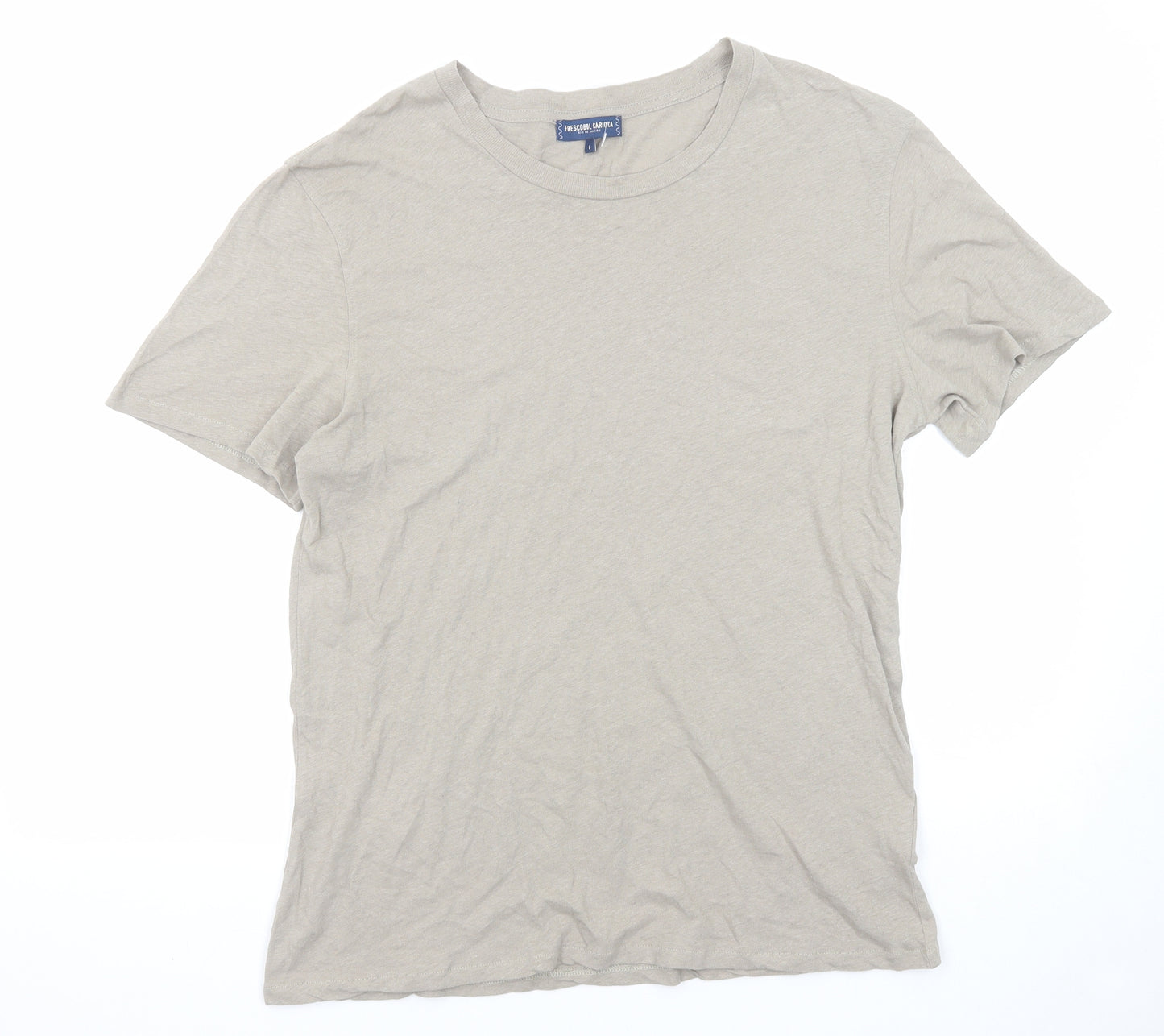Frescobol Carioca Mens Grey Cotton T-Shirt Size L Round Neck