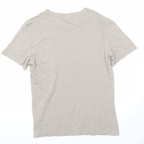 Frescobol Carioca Mens Grey Cotton T-Shirt Size L Round Neck