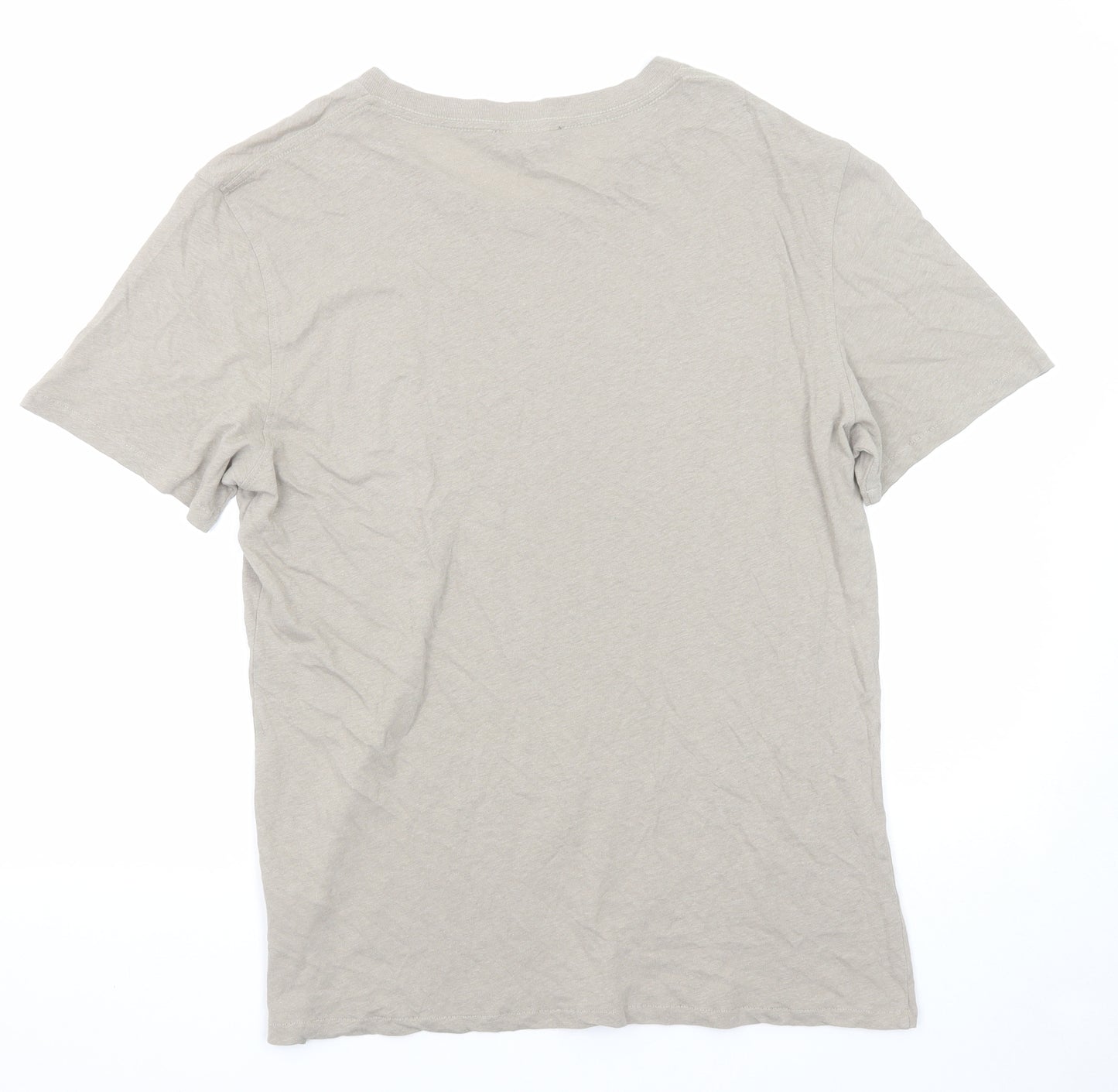 Frescobol Carioca Mens Grey Cotton T-Shirt Size L Round Neck