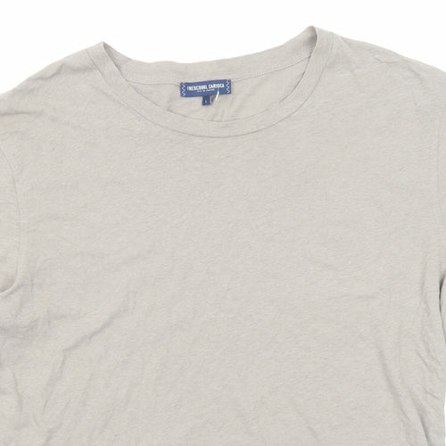 Frescobol Carioca Mens Grey Cotton T-Shirt Size L Round Neck