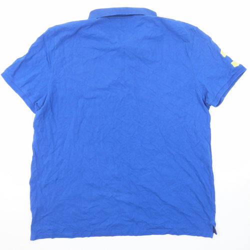 US Polo Assn. Mens Blue Cotton Polo Size 3XL Collared Button