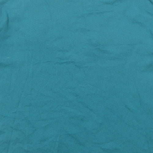 Per Una Womens Green Cotton Basic Blouse Size 14 Scoop Neck - Floral Detail