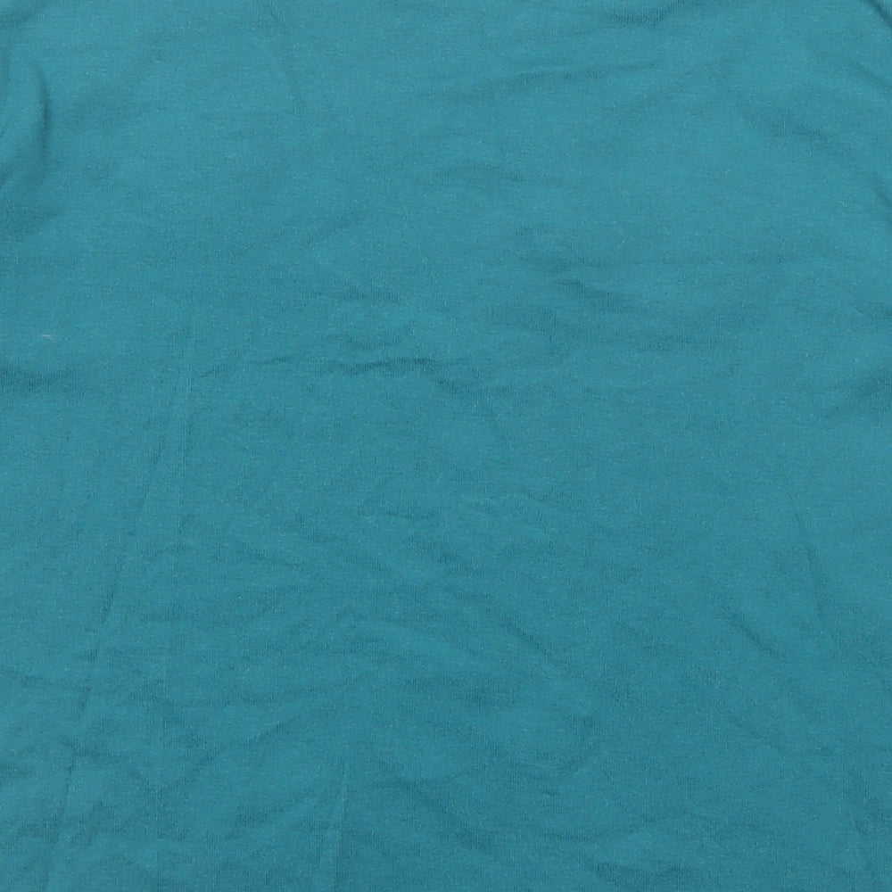 Per Una Womens Green Cotton Basic Blouse Size 14 Scoop Neck - Floral Detail