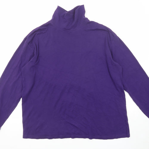 MCNEAL Womens Purple Cotton Basic T-Shirt Size 2XL Roll Neck