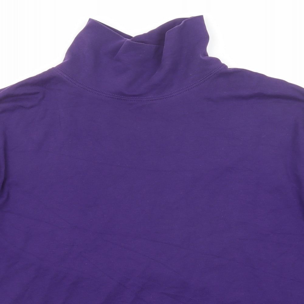 MCNEAL Womens Purple Cotton Basic T-Shirt Size 2XL Roll Neck