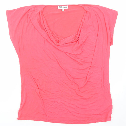 Debenhams Womens Pink Viscose Basic T-Shirt Size 16 Cowl Neck