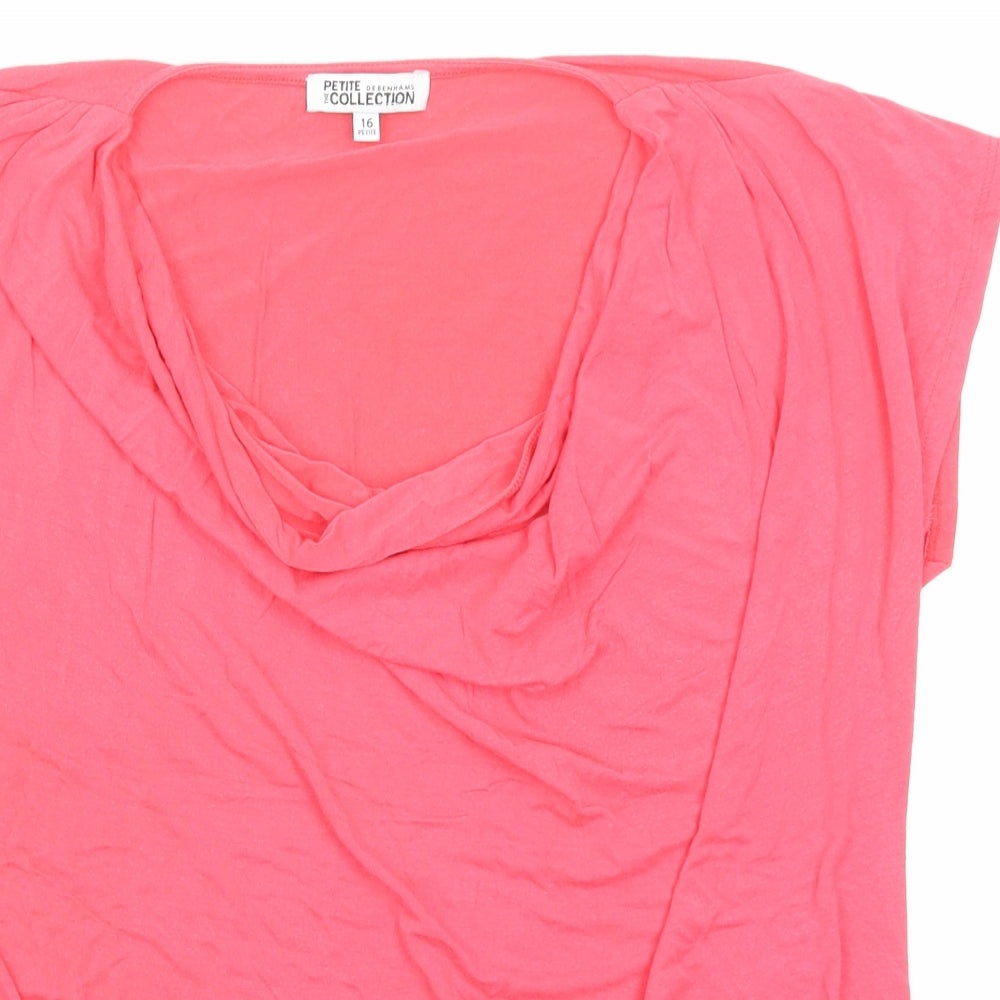 Debenhams Womens Pink Viscose Basic T-Shirt Size 16 Cowl Neck