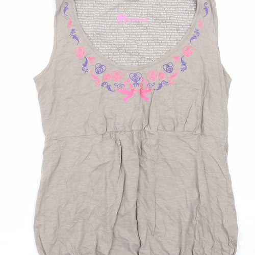 Monsoon Womens Beige Cotton Basic Tank Size 14 Scoop Neck
