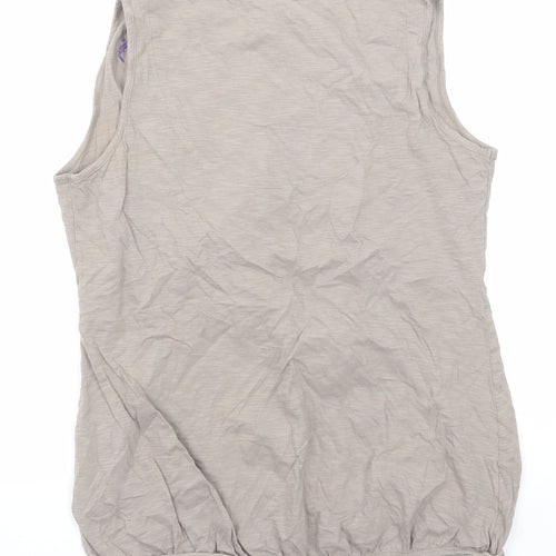 Monsoon Womens Beige Cotton Basic Tank Size 14 Scoop Neck
