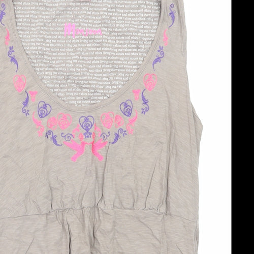 Monsoon Womens Beige Cotton Basic Tank Size 14 Scoop Neck