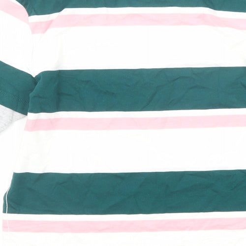 Marks and Spencer Boys Multicoloured Striped Cotton Basic T-Shirt Size 8-9 Years Round Neck Pullover - N.Y.C