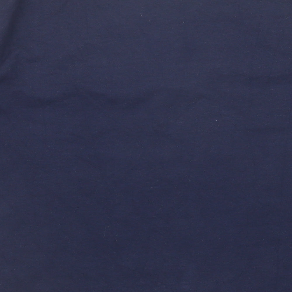 Unfolded Womens Blue Cotton Basic T-Shirt Size 14 Henley
