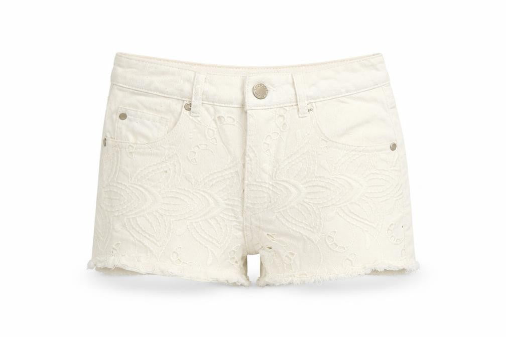 Miss Selfridge Womens Ivory Cotton Cut-Off Shorts Size 8 L3 in Regular Button