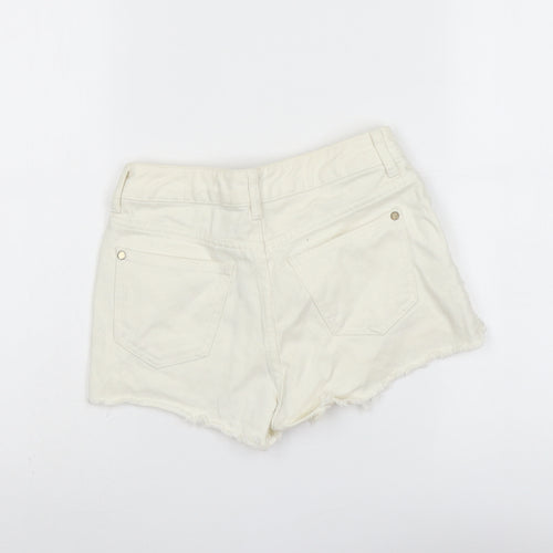 Miss Selfridge Womens Ivory Cotton Cut-Off Shorts Size 8 L3 in Regular Button