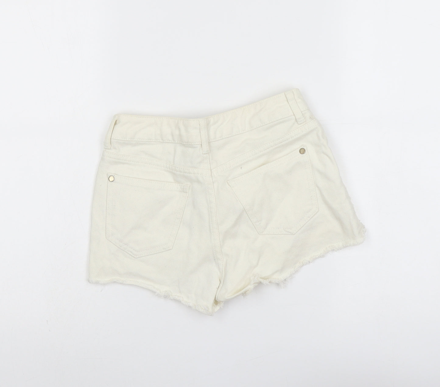 Miss Selfridge Womens Ivory Cotton Cut-Off Shorts Size 8 L3 in Regular Button
