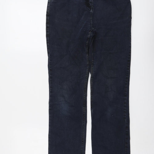Per Una Womens Blue Cotton Straight Jeans Size 8 L28 in Regular Button