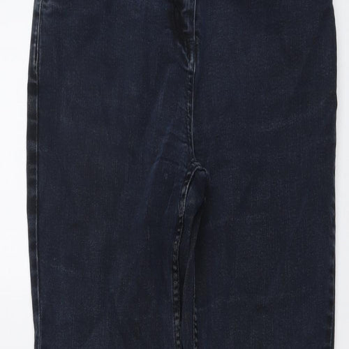 Per Una Womens Blue Cotton Straight Jeans Size 8 L28 in Regular Button