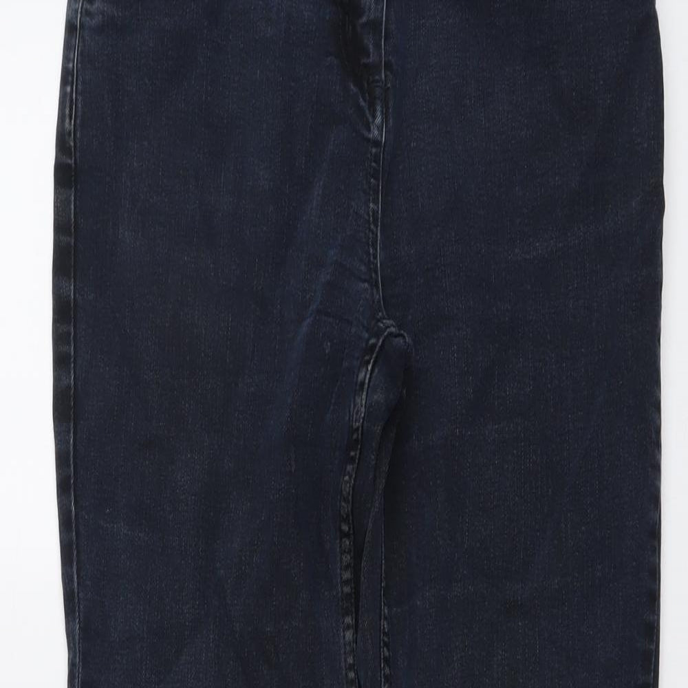 Per Una Womens Blue Cotton Straight Jeans Size 8 L28 in Regular Button