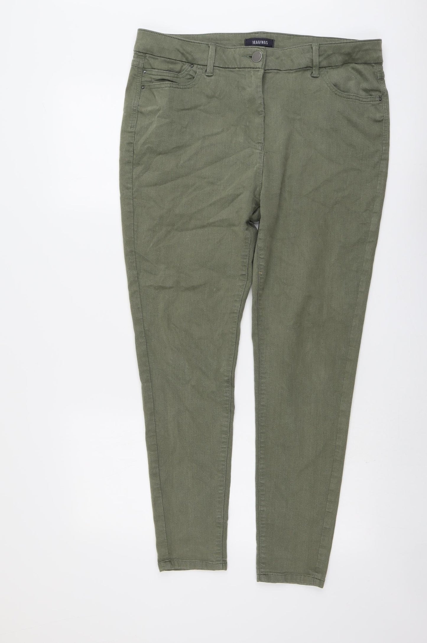 Marks and Spencer Womens Green Cotton Jegging Jeans Size 20 L28 in Regular Button