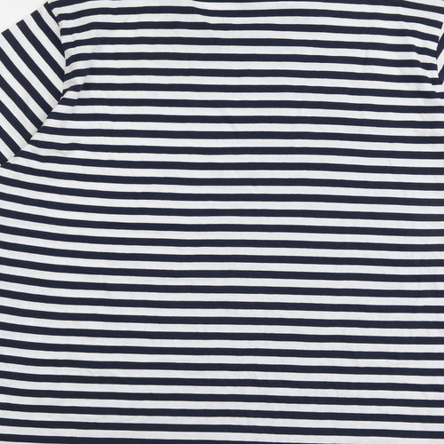 Marks and Spencer Womens Blue Striped Cotton Basic T-Shirt Size 20 Crew Neck
