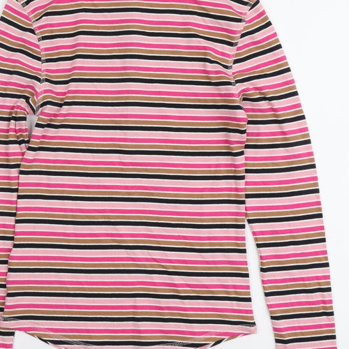 Marks and Spencer Womens Multicoloured Striped Cotton Basic T-Shirt Size 8 Henley