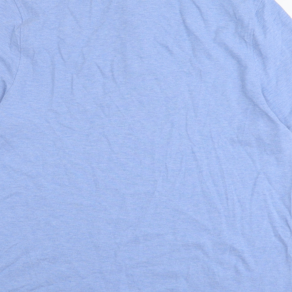 Marks and Spencer Mens Blue Cotton Polo Size L Collared Button