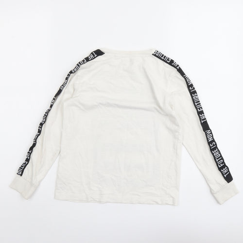NEXT Boys White Cotton Basic T-Shirt Size 8 Years Round Neck Pullover - UNLTD