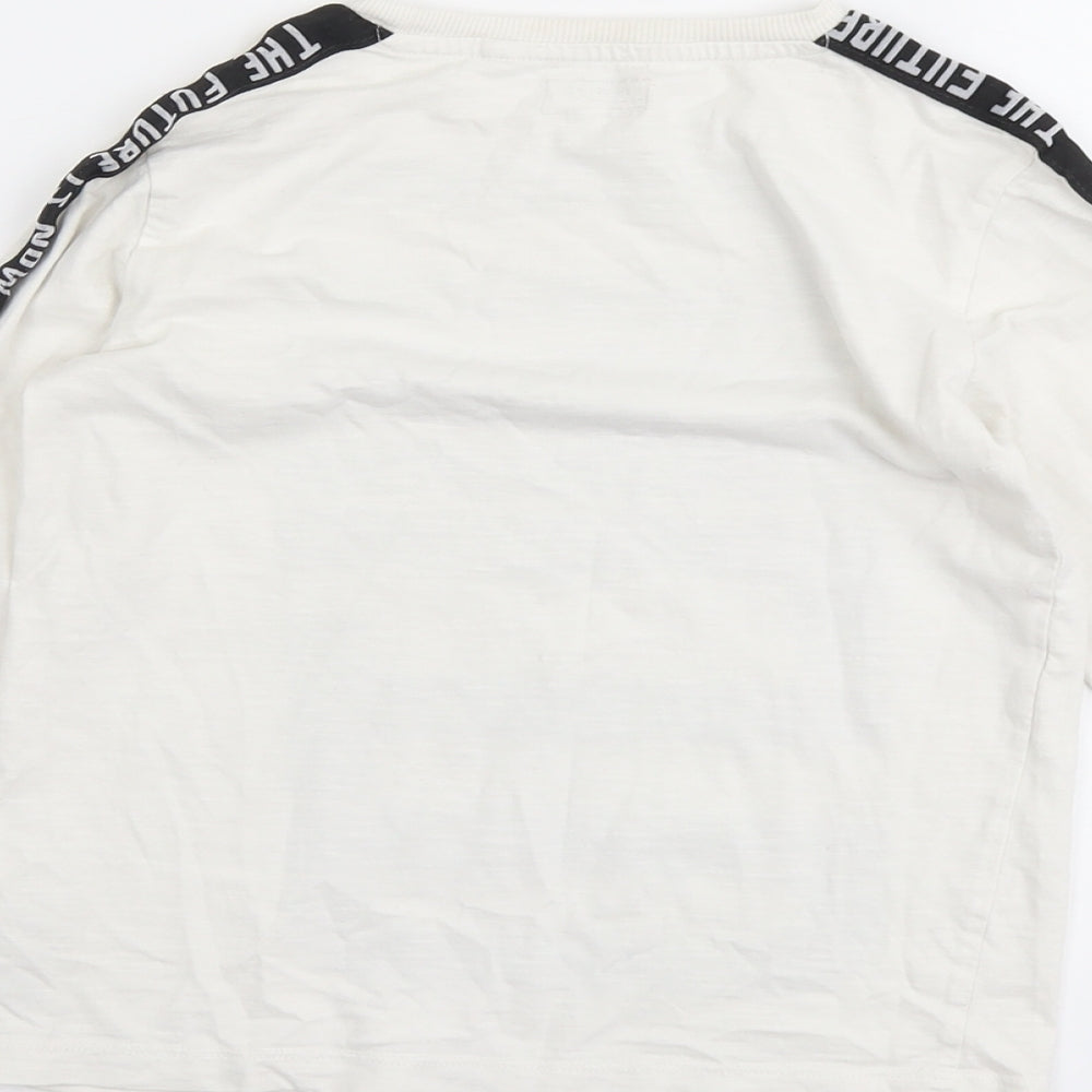 NEXT Boys White Cotton Basic T-Shirt Size 8 Years Round Neck Pullover - UNLTD
