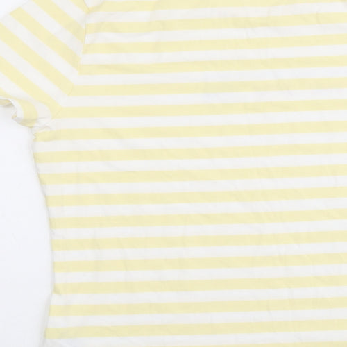 Marks and Spencer Womens Yellow Striped Cotton Basic T-Shirt Size 16 Round Neck - Sunglasses
