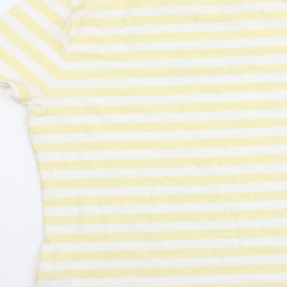 Marks and Spencer Womens Yellow Striped Cotton Basic T-Shirt Size 16 Round Neck - Sunglasses