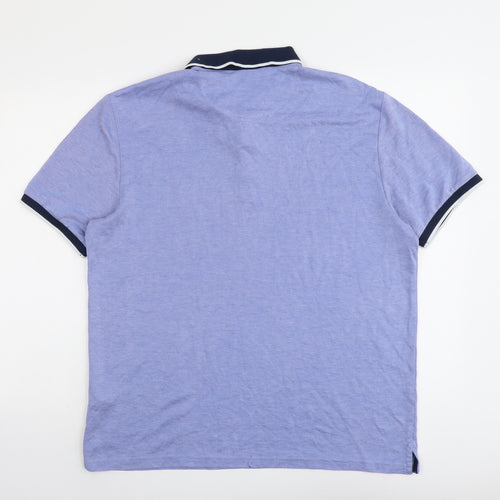 Marks and Spencer Mens Blue Modal Polo Size L Collared Button