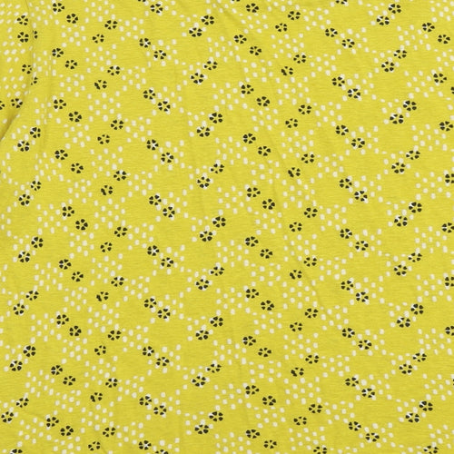 Per Una Womens Yellow Geometric Viscose Basic T-Shirt Size 12 Round Neck