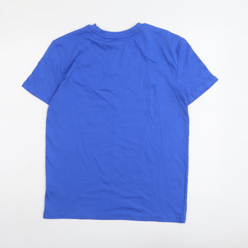 Marks and Spencer Boys Blue Cotton Basic T-Shirt Size 13-14 Years Round Neck Pullover - Brooklyn NYC