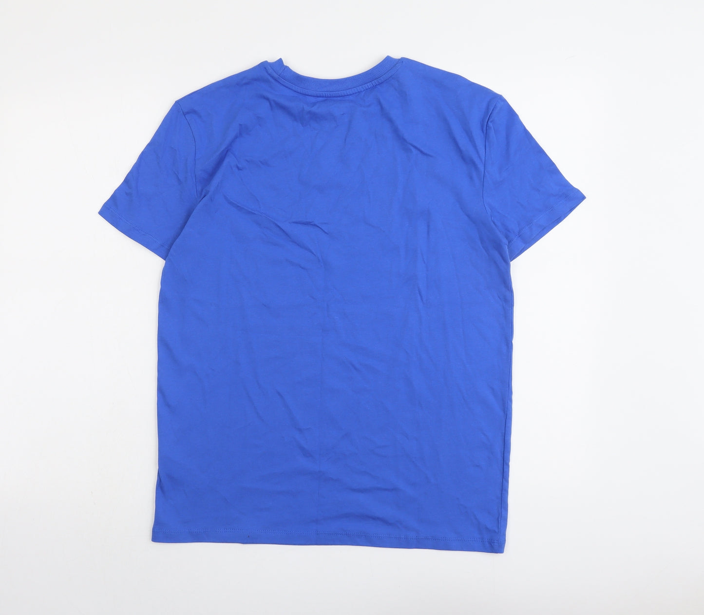 Marks and Spencer Boys Blue Cotton Basic T-Shirt Size 13-14 Years Round Neck Pullover - Brooklyn NYC