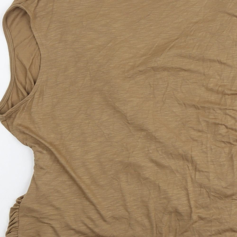 Marks and Spencer Womens Brown Modal Basic Blouse Size 22 V-Neck - Wrap Style