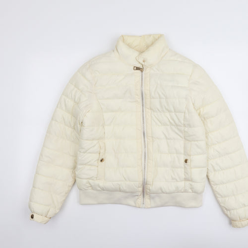 CI SONO Womens Ivory Quilted Jacket Size S Zip