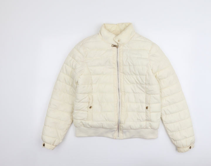 CI SONO Womens Ivory Quilted Jacket Size S Zip