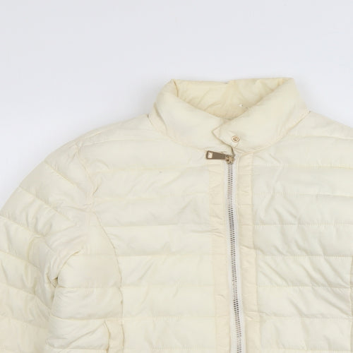 CI SONO Womens Ivory Quilted Jacket Size S Zip
