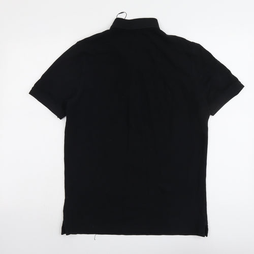 Marks and Spencer Mens Black Cotton Polo Size S Collared Button