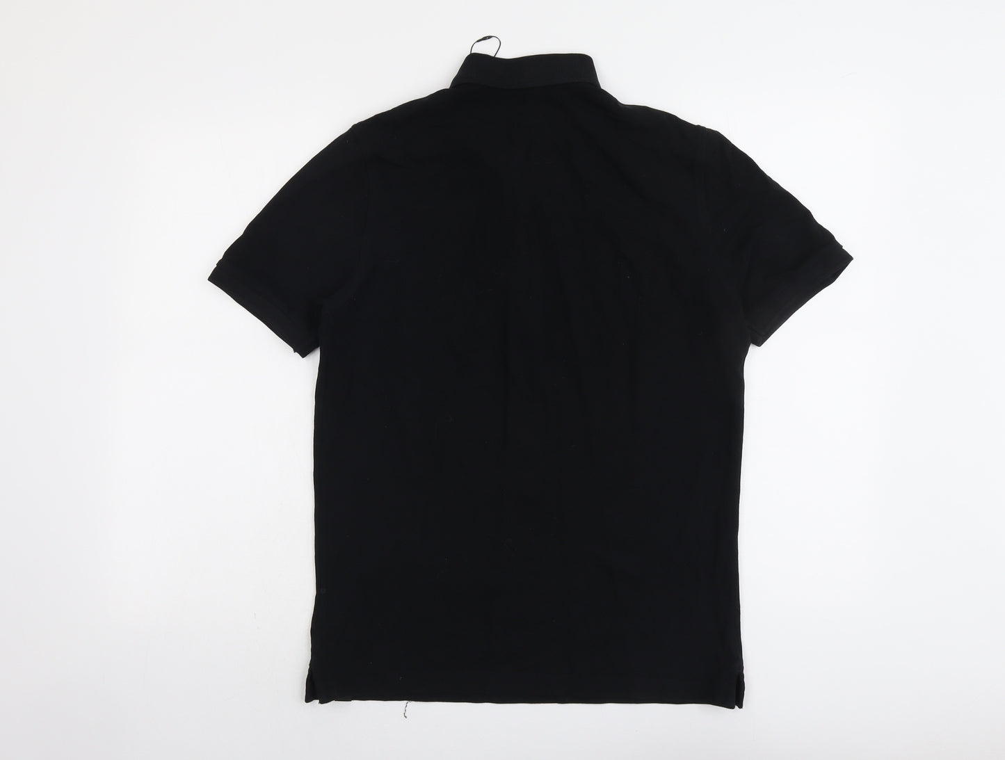 Marks and Spencer Mens Black Cotton Polo Size S Collared Button