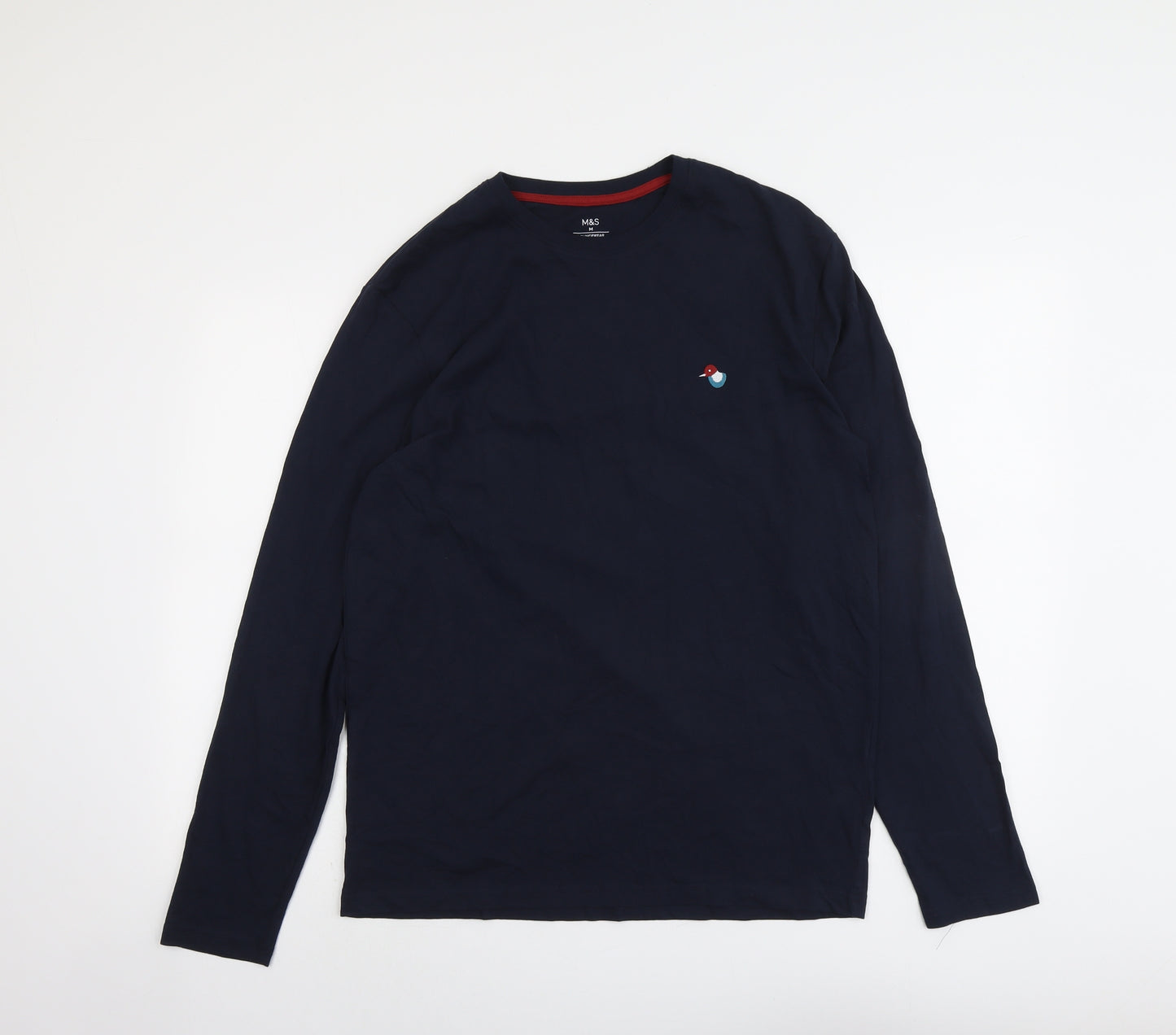 Marks and Spencer Mens Blue Cotton T-Shirt Size M Round Neck
