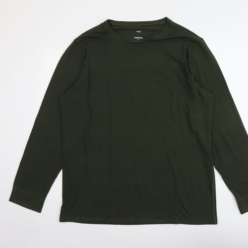 Marks and Spencer Mens Green Acrylic T-Shirt Size 2XL Roll Neck