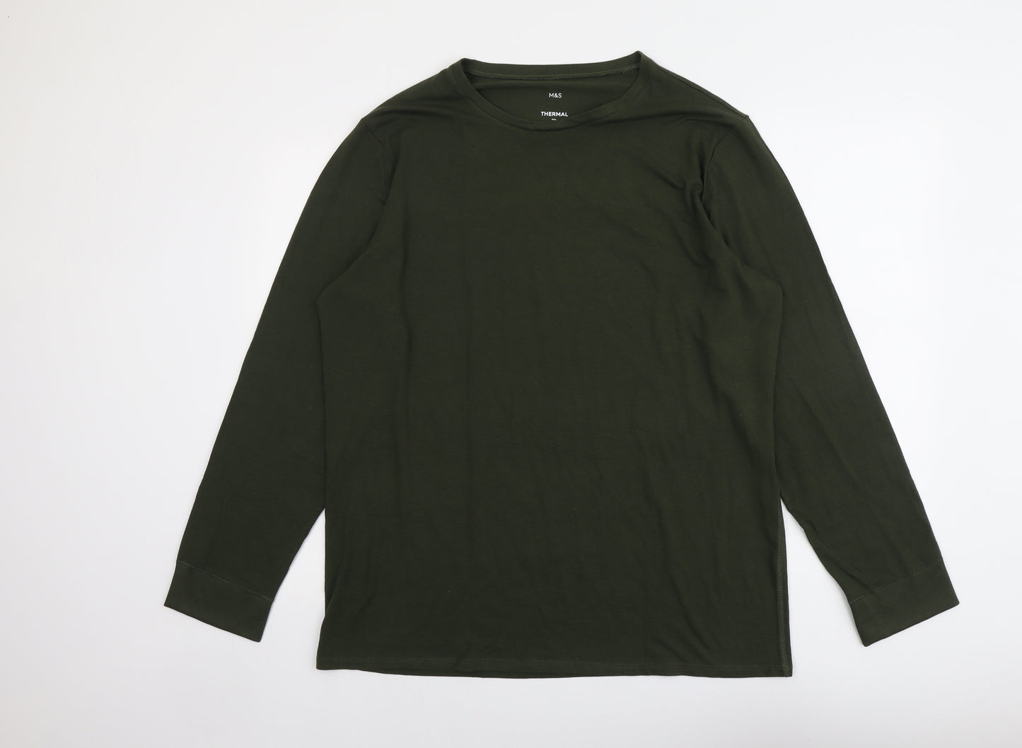 Marks and Spencer Mens Green Acrylic T-Shirt Size 2XL Roll Neck