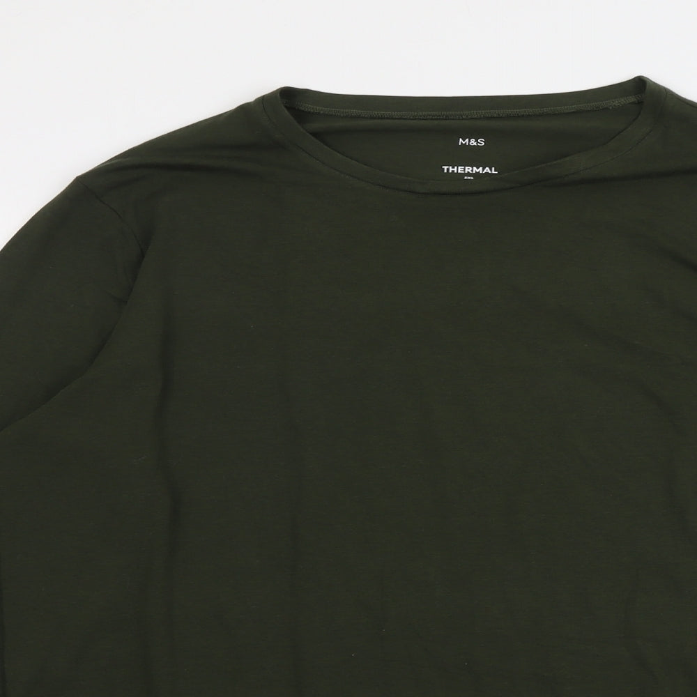 Marks and Spencer Mens Green Acrylic T-Shirt Size 2XL Roll Neck