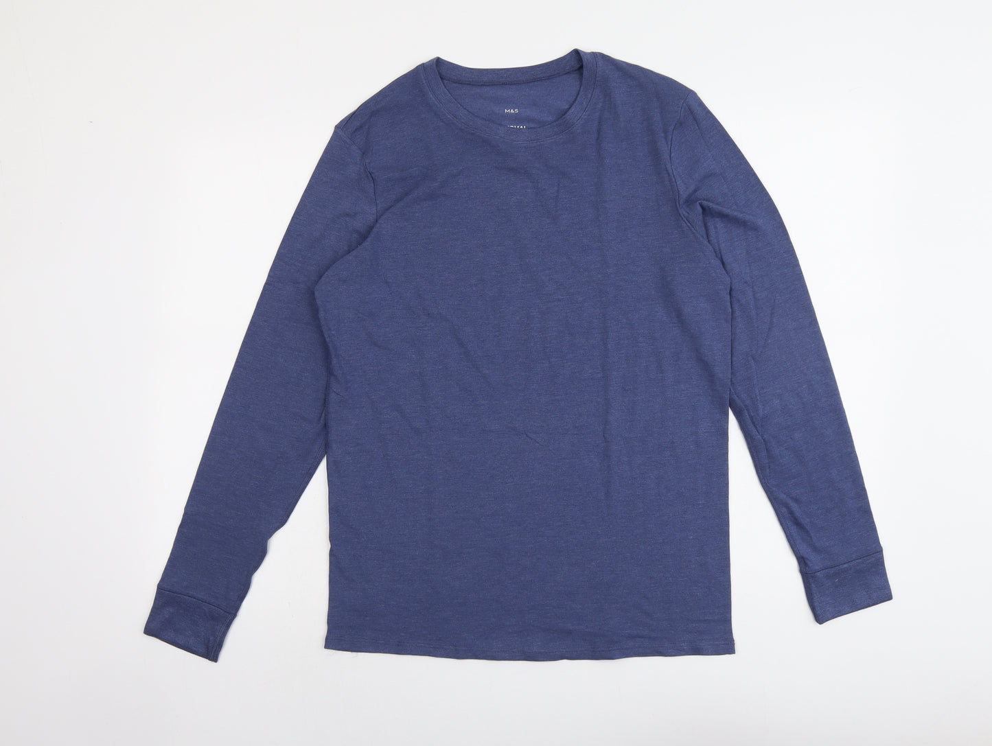 Marks and Spencer Mens Blue Acrylic T-Shirt Size M Round Neck