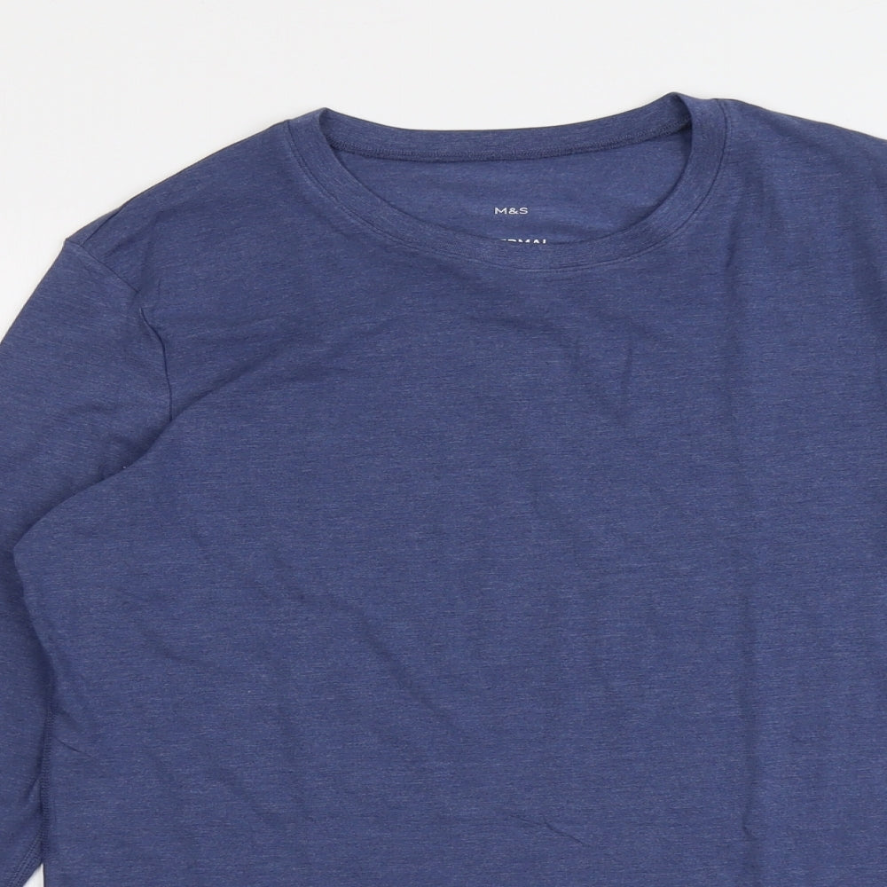 Marks and Spencer Mens Blue Acrylic T-Shirt Size M Round Neck
