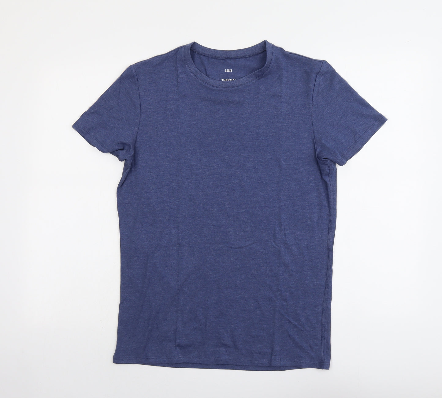 Marks and Spencer Mens Blue Acrylic T-Shirt Size M Round Neck
